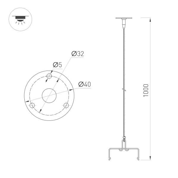 Подвес ALT-TUBULAR-HANG-L1000 (SL) (Arlight, -)