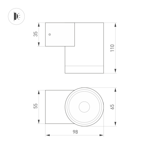 Светильник LGD-RAY-WALL-R65-12W Day4000 (GR, 6 deg, 230V) (Arlight, IP65 Металл, 3 года)