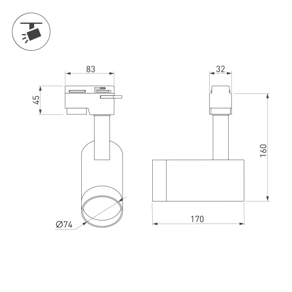 Светильник LGD-GERA-2TR-R90-30W Warm3000 (WH, 24 deg, 230V) (Arlight, IP20 Металл, 5 лет)