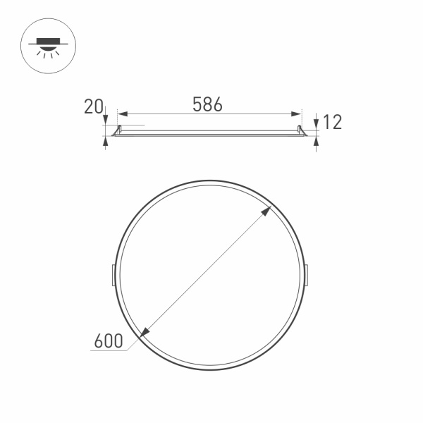 Светильник DL-600A-48W Warm White (Arlight, IP40 Металл, 3 года)