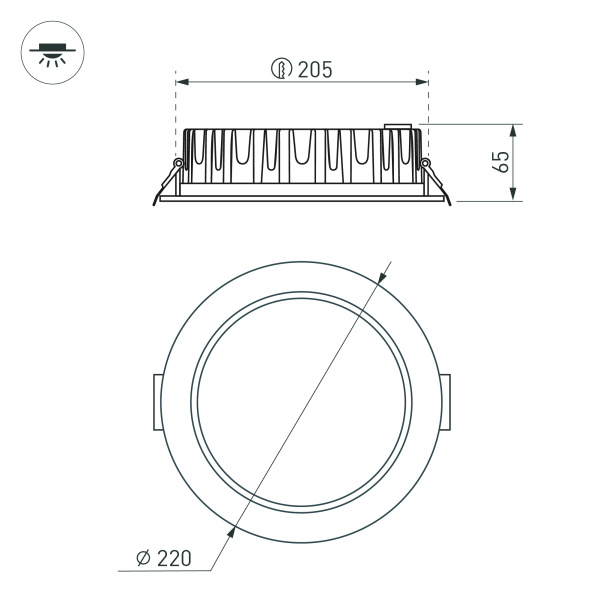 Светильник MS-MIST-BUILT-R220-30W Warm3000 (WH, 110 deg, 230V) (Arlight, IP54 Металл, 5 лет)