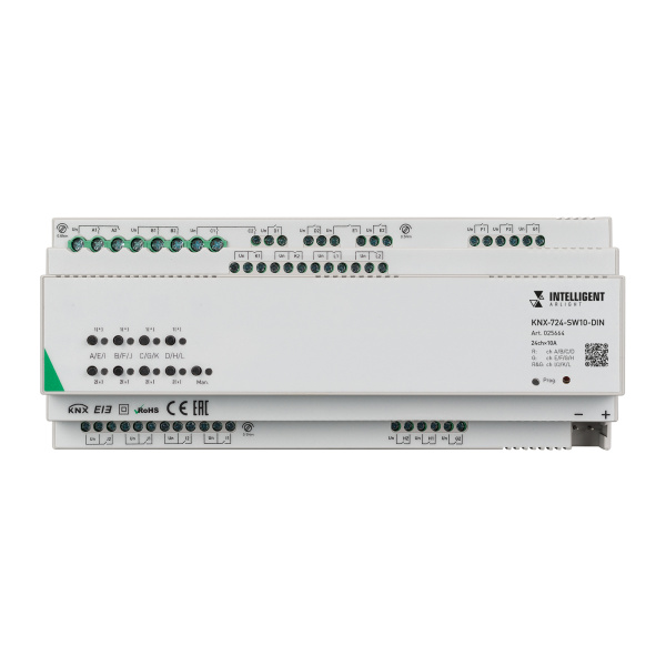 INTELLIGENT ARLIGHT Релейный модуль KNX-724-SW10-DIN (BUS, 24х10A) (Arlight, IP20 Пластик, 2 года)