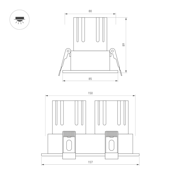 Светильник MS-FLOW-BUILT-S157x85-2x6W Day4000 (BK, 15 deg, 230V) (Arlight, IP20 Металл, 5 лет)