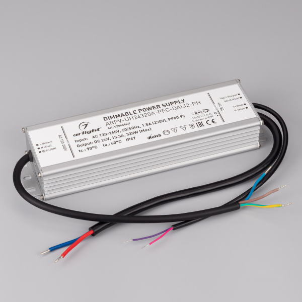 Блок питания ARPV-UH24320A-PFC-DALI2-PH (24V, 13.3A, 320W) (Arlight, IP67 Металл, 7 лет)