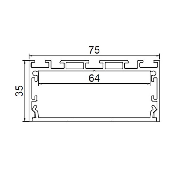 Алюминиевый профиль CX-A048-R1 322 (2500х75х35мм с рассеивателем)