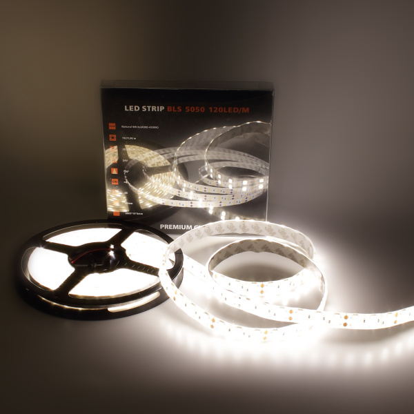 Светодиодная лента Class Premium, 5050, 120 led/m, Day White, 24V, IP65, А12