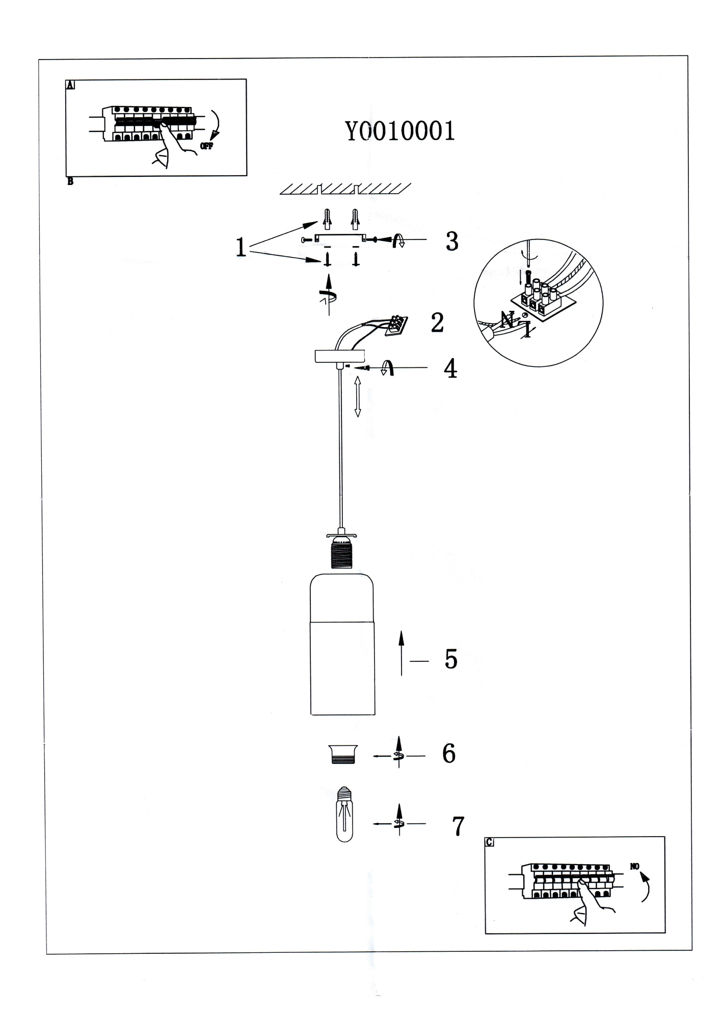 Светильник лофт Y0010001 PA20 (220V, Е27, стекло)