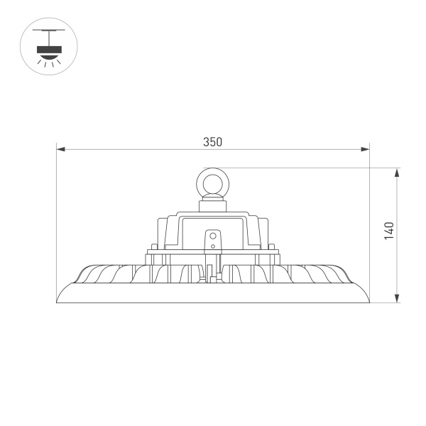 Светильник SP-ARIVA-DIM-R350-200W White5000 (BK, 90 deg, 230V, 0-10V) (Arlight, IP65 Металл, 5 лет)