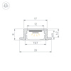 Профиль LINE-2308-F-2000 ANOD GOLD (Arlight, Алюминий)