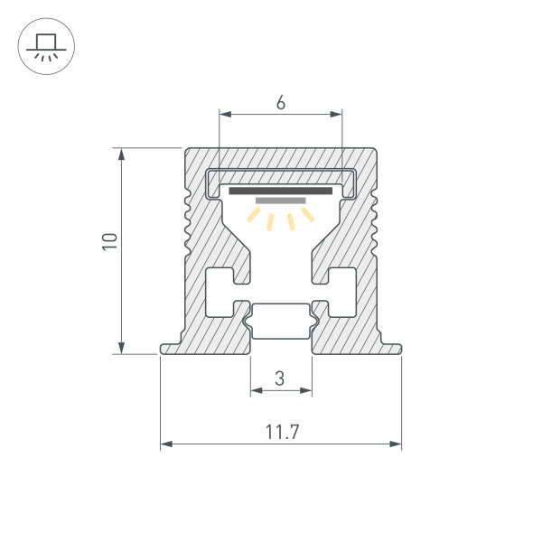 Профиль с экраном SL-MINI-3-H10-F12-2000 CHAMPAGNE GOLD (Arlight, Алюминий+пластик)