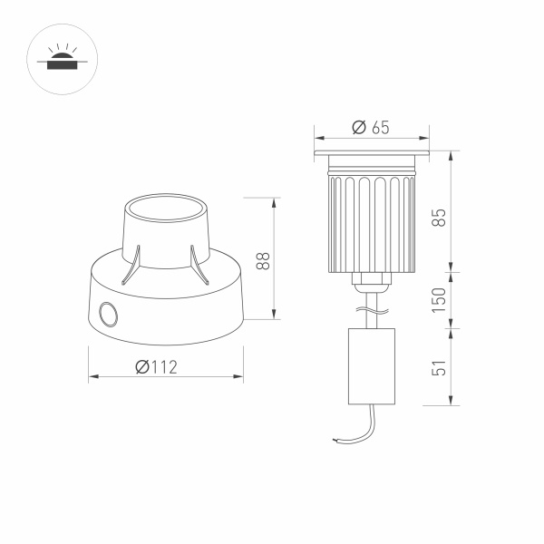 Светильник LTD-GROUND-XL-R65-6W Warm3000 (SL, 15 deg, 230V) (Arlight, IP67 Металл, 3 года)