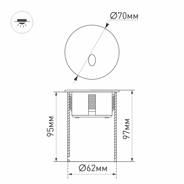 Светильник LT-GAP-R70-3W Warm3000 (BK, 30deg, 230V) (Arlight, IP65 Металл, 3 года)