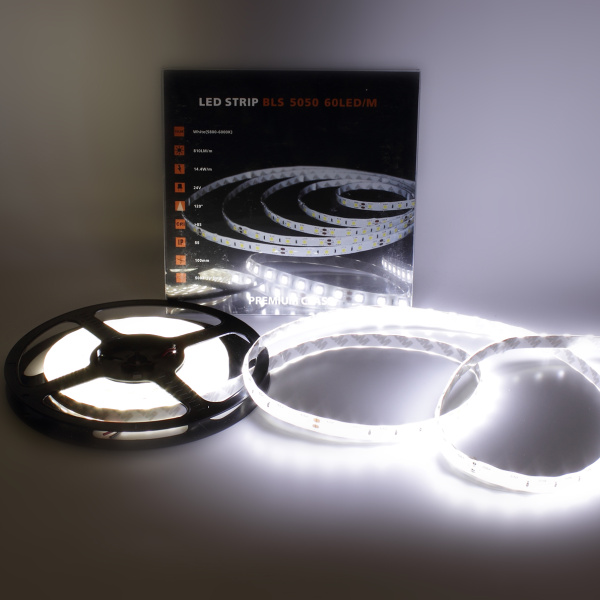 Светодиодная лента Class Premium, 5050, 60 led/m, White, 24V, IP65, А28