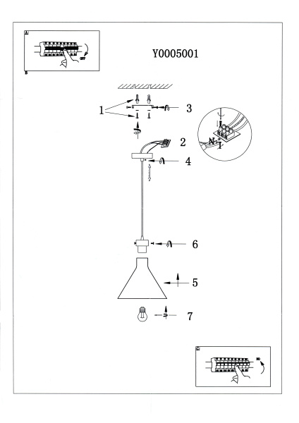 Светильник лофт Y0005001 PA24 (220V, E27, стекло)