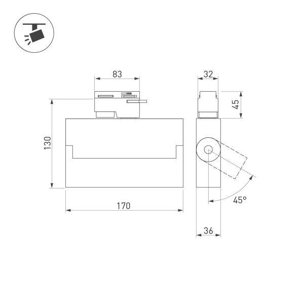 Светильник LGD-LOFT-TRACK-4TR-S170-10W Day4000 (WH, 24 deg) (Arlight, IP20 Металл, 3 года)