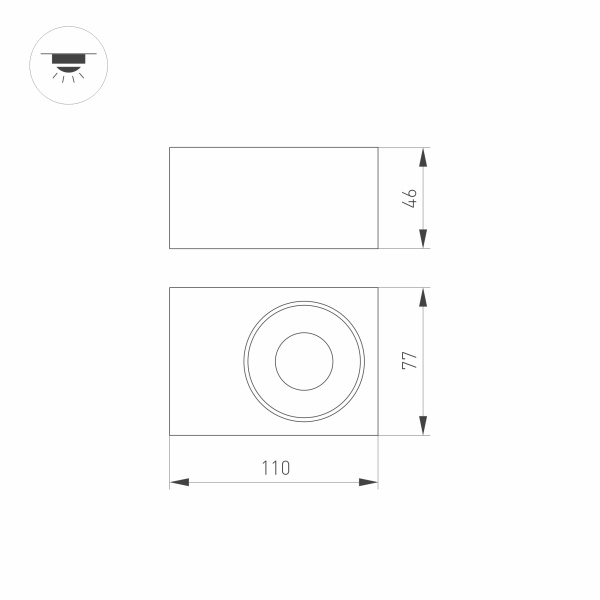 Корпус PLURIO-BASE-SURFACE-S112x79 (BK, 1-2, 200mA) (Arlight, IP20 Металл, 3 года)