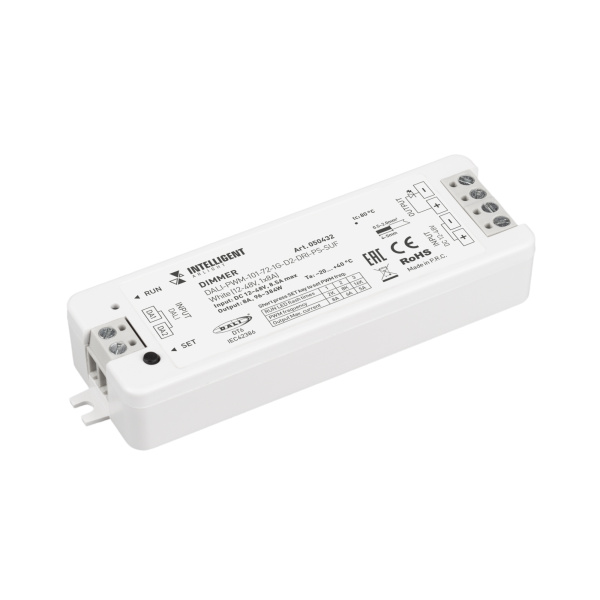 INTELLIGENT ARLIGHT Диммер DALI-PWM-101-72-1G-D2-DRI-PS-SUF White (12-48V, 1x8A) (IARL, IP20 Пластик, 5 лет)