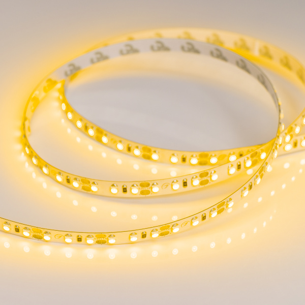 Лента RT 2-5000 12V Yellow 2x (3528, 600 LED, LUX) (Arlight, 9.6 Вт/м, IP20)