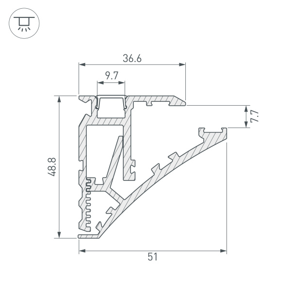 Профиль SHELF-600-2000 ANOD (Arlight, Алюминий)