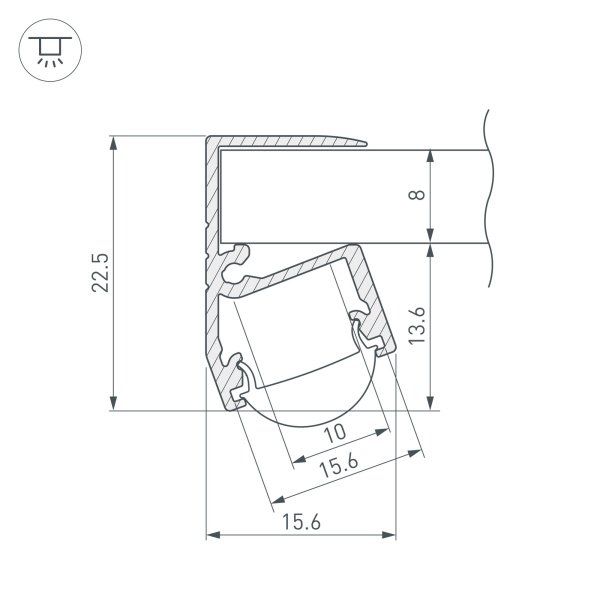 Профиль TOP-EDGE-08-2000 ANOD (K13, P15) (Arlight, Алюминий)