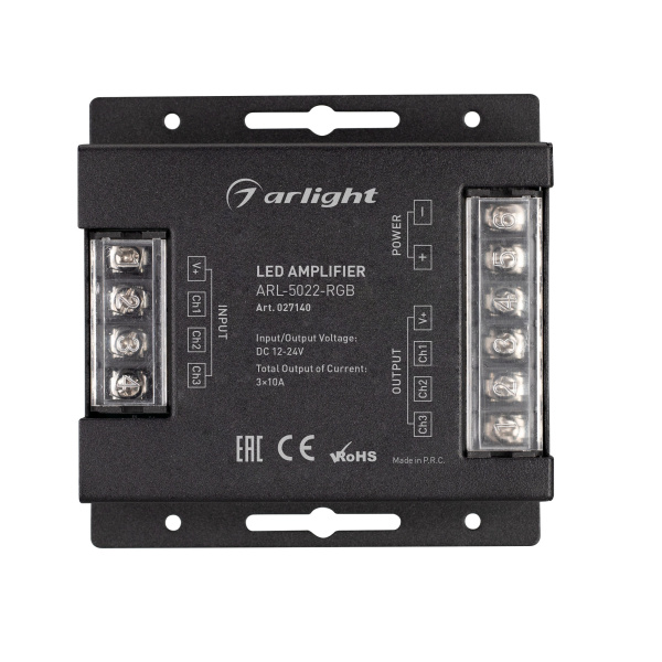 Усилитель ARL-5022-RGB (12-24V, 3x10A, 360-720W) (Arlight, IP20 Металл, 3 года)