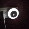 Светильник ночник WTG-050USB TL300 (220V, 2x USB 5V2,4A Max, с датчиком освещенности)