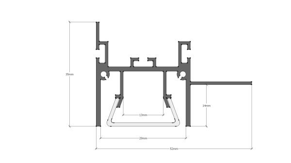 Алюминиевый профиль для натяжных потолков 703 (2500х35х52мм с рассеивателем)