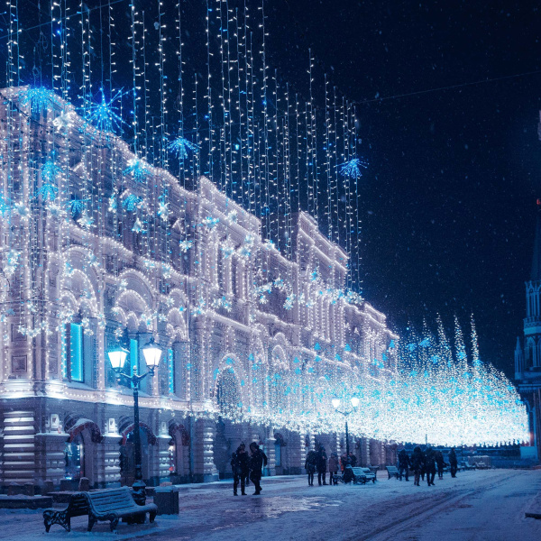 Светодиодная гирлянда ARD-STRING-CLASSIC-10000-CLEAR-100LED-FLASH BLUE (230V, 7W) (Ardecoled, IP65)