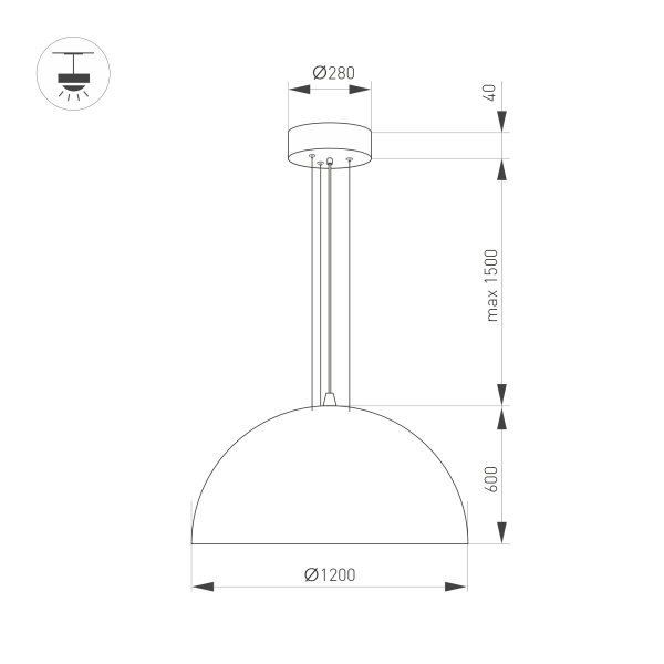 Светильник SP-RESTO-HANG-R1200-200W Warm3000 (BK, 100 deg, 230V) (Arlight, IP20 Металл, 3 года)
