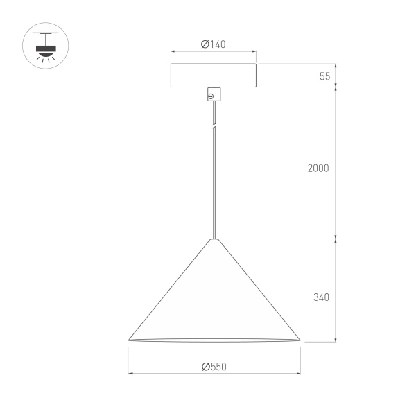 Светильник SP-MAKOTO-R550-14W Warm2700 (WH, 36 deg, 230V, TRIAC) (Arlight, IP20 Металл, 3 года)
