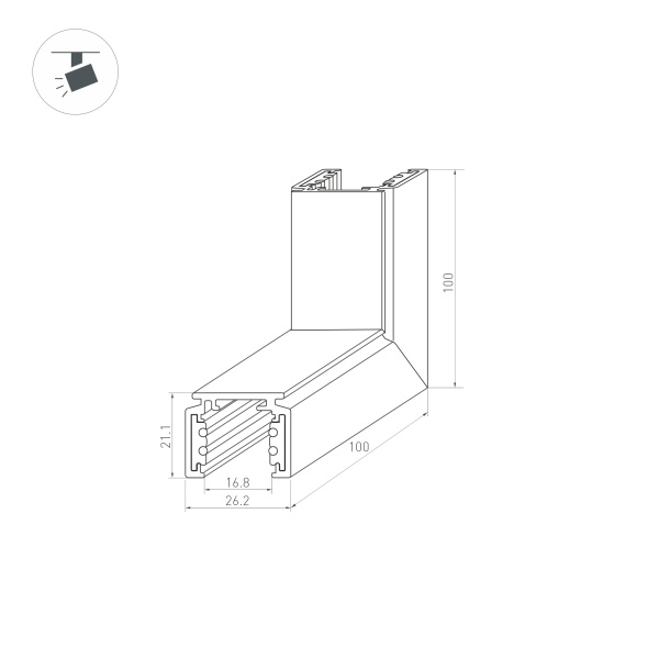 Коннектор угловой MAG-ORIENT-CON-2620-L90-EXT (WH, внешний) (Arlight, IP20 Металл, 3 года)