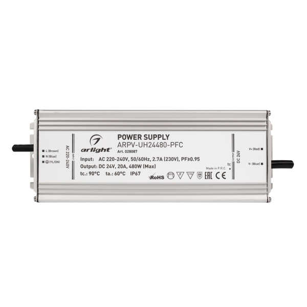 Блок питания ARPV-UH24480-PFC (24V, 20A, 480W) (Arlight, IP67 Металл, 7 лет)