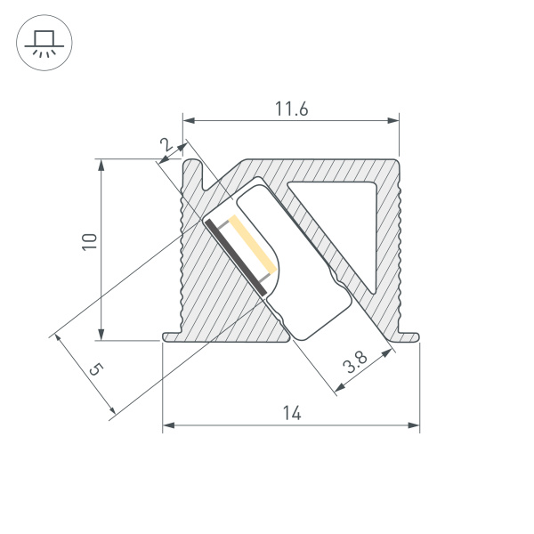 Профиль SL-BEVEL-H10-F14-2000 ANOD BLACK (Arlight, Алюминий)