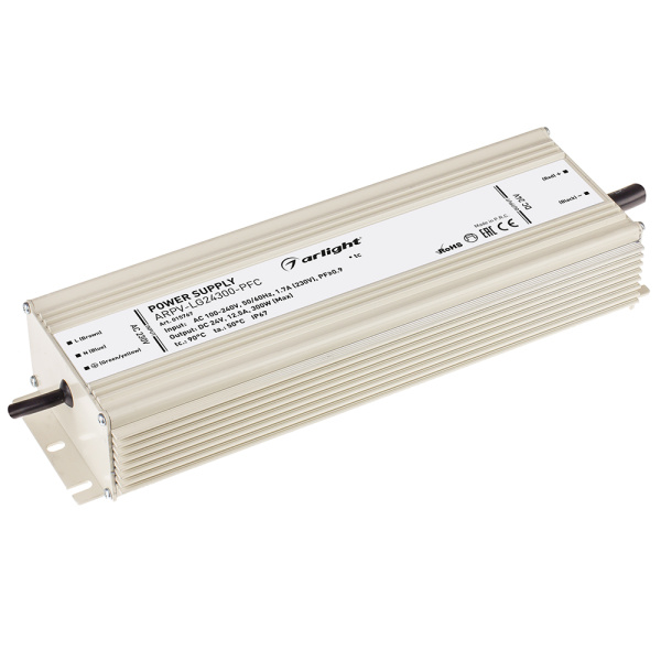 Блок питания ARPV-LG24300-PFC (24V, 12.5A, 300W) (Arlight, IP67 Металл, 5 лет)