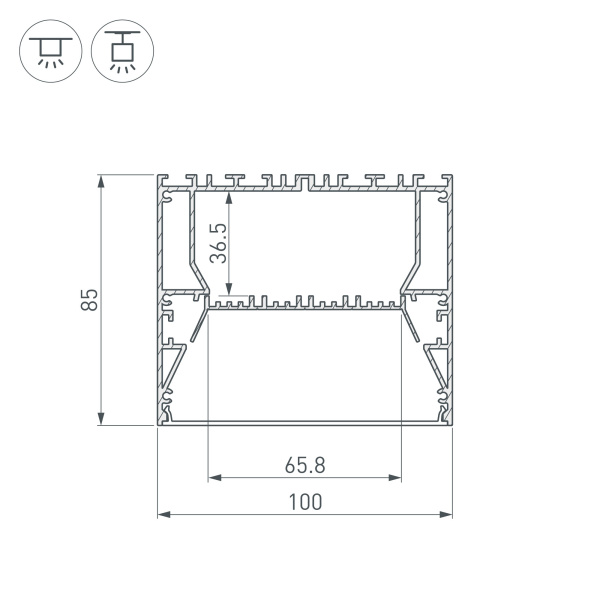 Профиль ARH-POWER-W100-2000 ANOD (Arlight, Алюминий)
