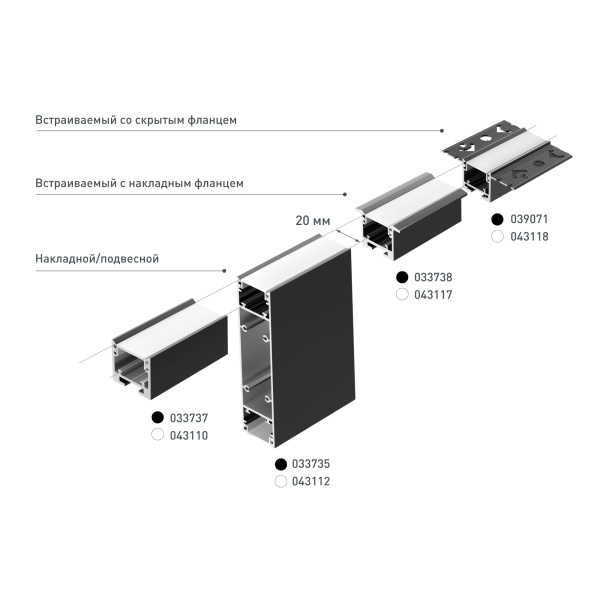 Профиль SL-LINE-25100-DUAL-2500 BLACK (Arlight, Алюминий)