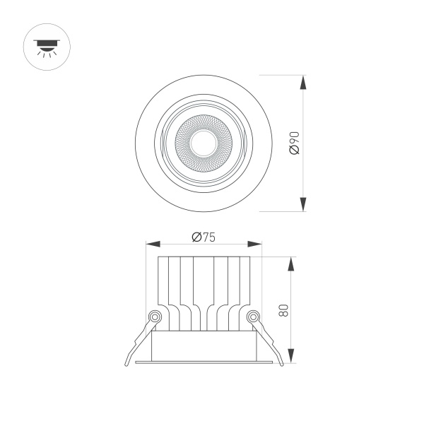 Светильник MS-VORTEX-BUILT-R90-12W Warm3000 (BK-BK, 20 deg, 230V) (Arlight, IP20 Металл, 5 лет)