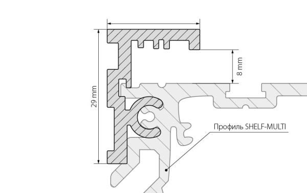 Профиль-держатель SHELF-MULTI-G-2000 ANOD (ANR, Алюминий)