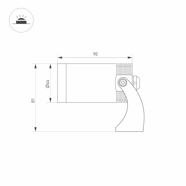 Светильник KT-WATER-R44-8W White6000 (SL, 24 deg, 12V) (Arlight, IP68 Металл, 3 года)