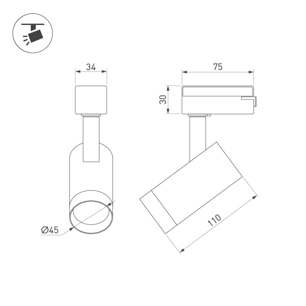 Светильник LGD-SPOT-2TR-R45-7W Warm3000 (BR, 24 deg, 230V) (Arlight, IP20 Металл, 3 года)