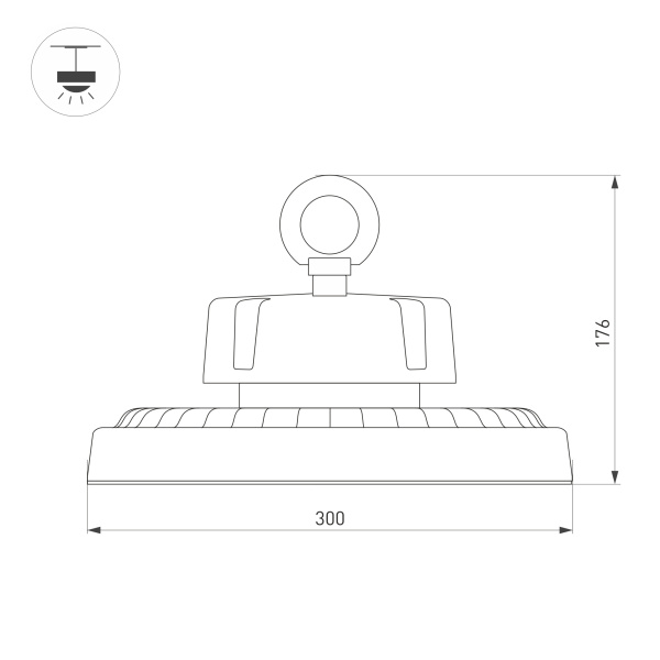 Светильник SP-ERCON-R300-200W White5000 (BK, 90 deg, 230V) (Arlight, IP65 Металл, 5 лет)