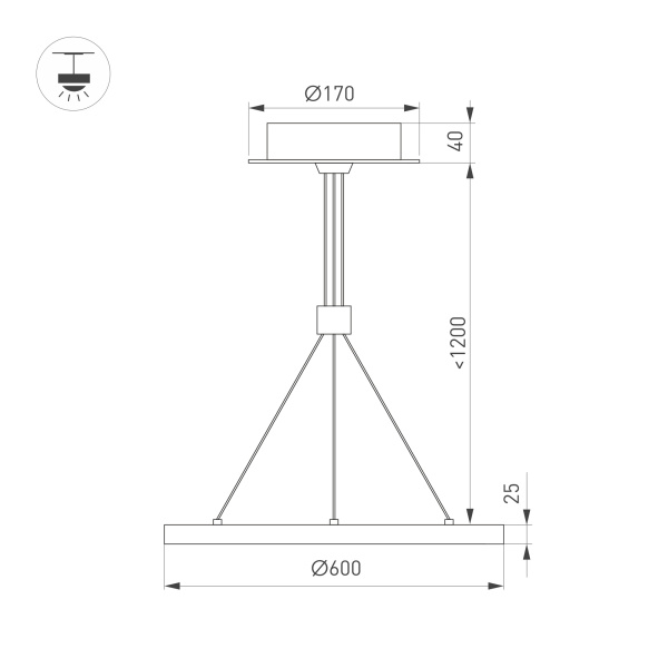 Светильник SP-CONGO-CAN-1-R600-36W Warm3000 (GD, 120 deg, 230V) (Arlight, IP20 Металл, 5 лет)