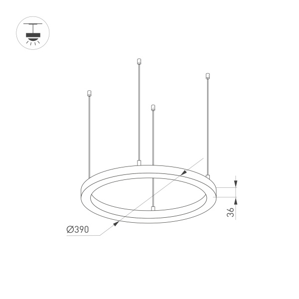 Светильник SP-LINE-HANG-ARC-O3535-D350-35W Day4000 (BLACK, 230V) (Arlight, Металл)