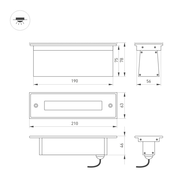 Светильник LTD-LINE-TILT-S210-8W Day4000 (SL, 120 deg, 230V) (Arlight, IP67 Металл, 3 года)