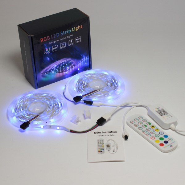 Набор светодиодной ленты 10XRGB30-A02 X12 (12V, RGB 30led/m 2x5m, IR, Wi-Fi, адаптер 220V, IP20)