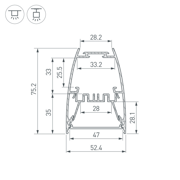 Профиль LINE-5075-U-HONEYCOMB-2000 BLACK (Arlight, Алюминий)