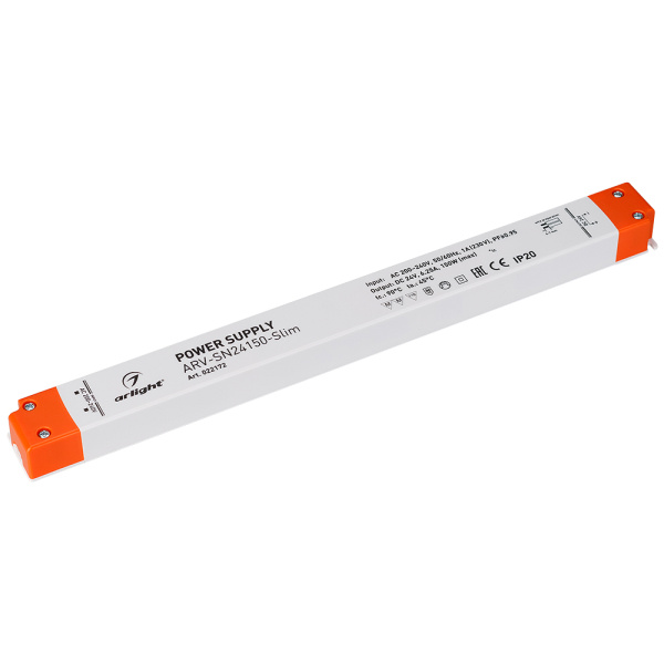 Блок питания ARV-SN24150-Slim (24V, 6,25A, 150W, PFC) (Arlight, IP20 Пластик, 3 года)