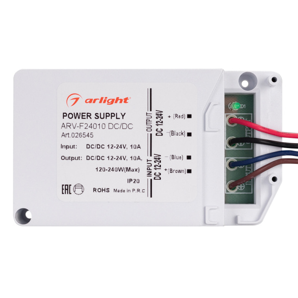 Блок питания ARV-F24010 DC/DC (12-24V, 10A, фильтр ШИМ) (Arlight, Пластик)