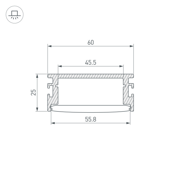 Профиль FLOOR60-H26-3000 ANOD BLACK (Arlight, Алюминий)