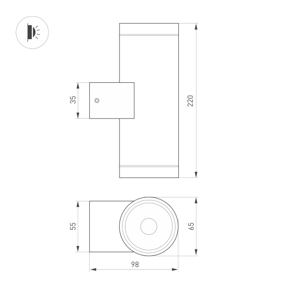 Светильник LGD-RAY-WALL-TWIN-R65-2x12W Warm3000 (GR, 6 deg, 230V) (Arlight, IP65 Металл, 3 года)